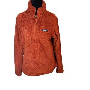 Patagonia Women’s Size Small Retro Pile Fleece Jacket Rust Orange Red 1/2 Zip